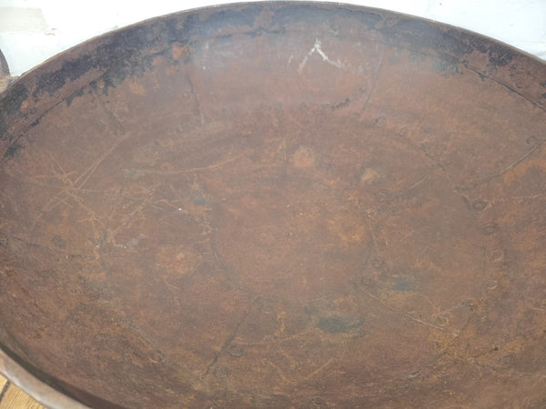 Antique Original Indian Riveted Kadai Fire Pit BBQ Drinks Ice Cooler Planter