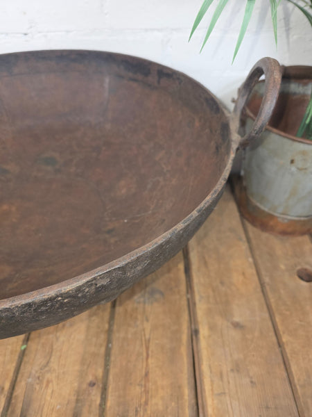 Antique Original Indian Riveted Kadai Fire Pit BBQ Drinks Ice Cooler Planter