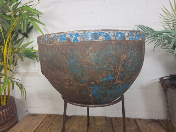 Large Heavy Duty Riveted Iron Indian Kadai Fire Pit Garden Planter Drinks Cooler
