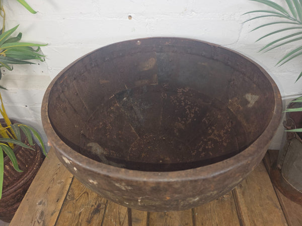 Large Heavy Duty Riveted Iron Indian Kadai Fire Pit Garden Planter Drinks Cooler