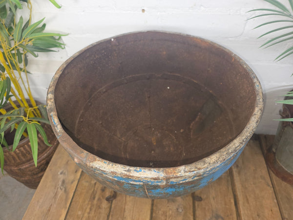 Large Heavy Duty Riveted Iron Indian Kadai Fire Pit Garden Planter Drinks Cooler