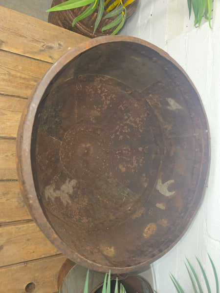 Large Heavy Duty Riveted Iron Indian Kadai Fire Pit Garden Planter Drinks Cooler