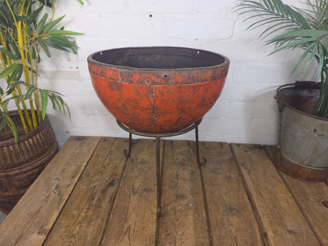 Large Heavy Duty Riveted Iron Indian Kadai Fire Pit Garden Planter Drinks Cooler
