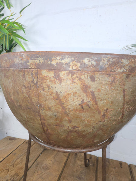 Large Heavy Duty Riveted Iron Indian Kadai Fire Pit Garden Planter Drinks Cooler
