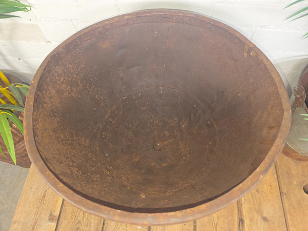 Large Heavy Duty Riveted Iron Indian Kadai Fire Pit Garden Planter Drinks Cooler