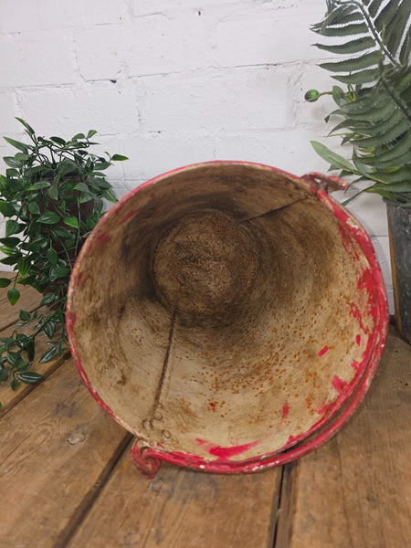 Vintage Rustic industrial Metal Fire Bucket Garden Planter Tub Hanging Basket