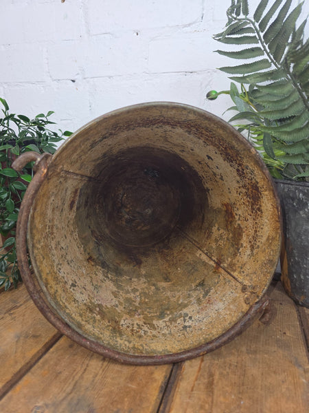 Vintage Rustic industrial Metal Fire Bucket Garden Planter Tub Hanging Basket