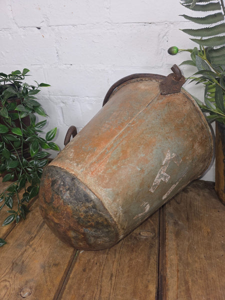 Vintage Rustic industrial Metal Fire Bucket Garden Planter Tub Hanging Basket