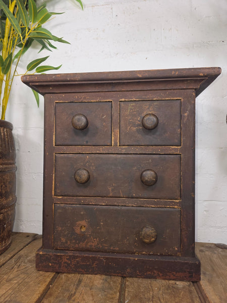 Antique Wooden Miniature Engineers Watchmakers Chest of Drawers Tool Box