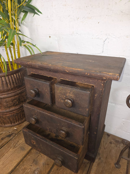 Antique Wooden Miniature Engineers Watchmakers Chest of Drawers Tool Box