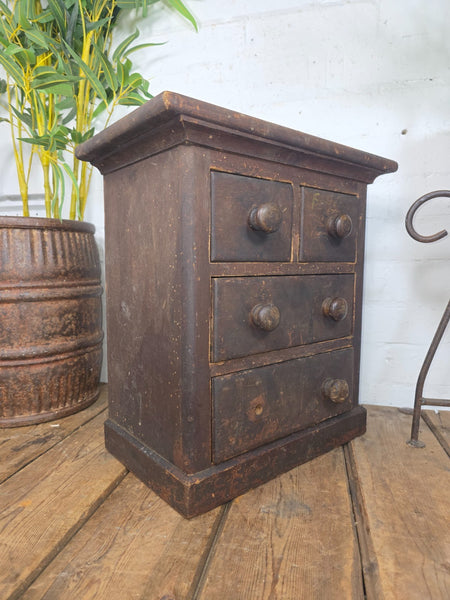 Antique Wooden Miniature Engineers Watchmakers Chest of Drawers Tool Box