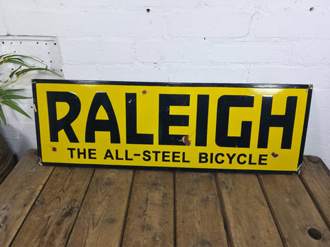 Vintage Raleigh All Steel Bicycle Enamel Advertising Sign Raleigh Chopper