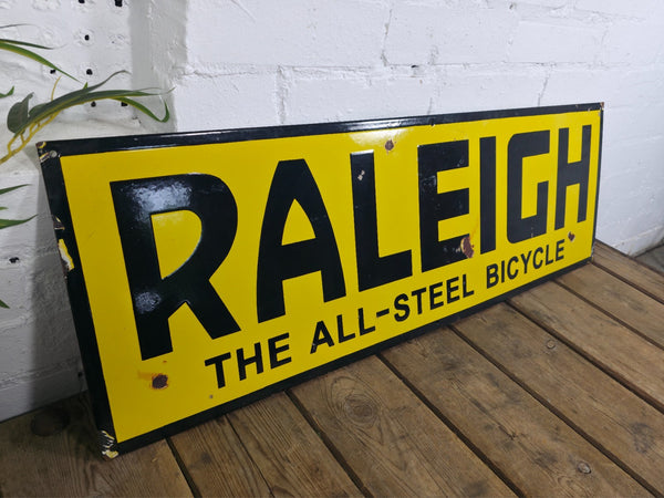 Vintage Raleigh All Steel Bicycle Enamel Advertising Sign Raleigh Chopper