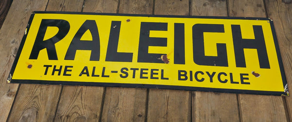 Vintage Raleigh All Steel Bicycle Enamel Advertising Sign Raleigh Chopper