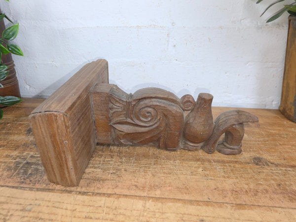 Vintage Rustic Indian Hand Carved Architectural Wall Shelf Plinth