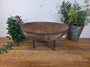 Antique Original Indian Riveted Kadai Fire Pit BBQ Drinks Ice Cooler Planter