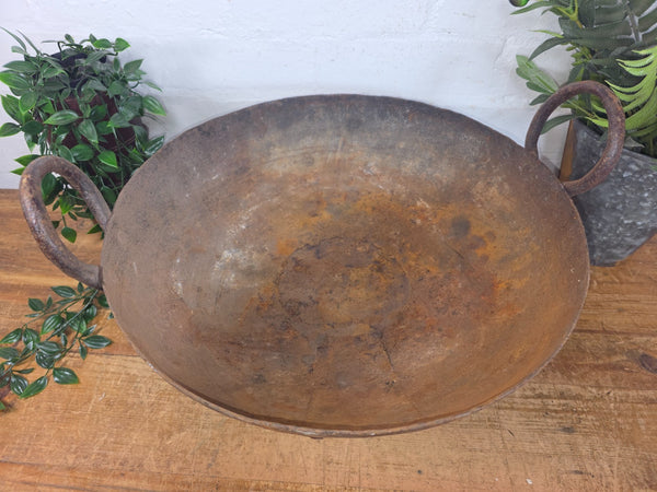 Antique Original Indian Riveted Kadai Fire Pit BBQ Drinks Ice Cooler Planter