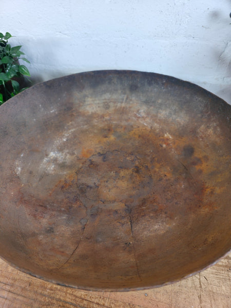 Antique Original Indian Riveted Kadai Fire Pit BBQ Drinks Ice Cooler Planter