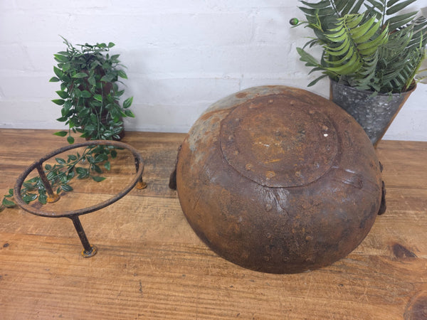 Antique Original Indian Riveted Kadai Fire Pit BBQ Drinks Ice Cooler Planter