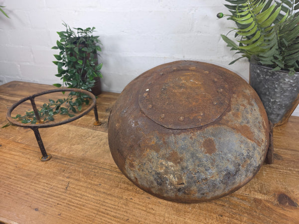 Antique Original Indian Riveted Kadai Fire Pit BBQ Drinks Ice Cooler Planter
