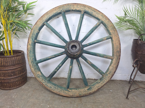 Large Vintage Antique Rustic French Wooden Wagon Cart Wheel Home Garden Decor