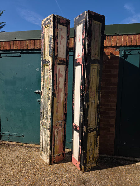Vintage French Wooden Pine Bi Folding Window Door Shutters Screen Room Divider