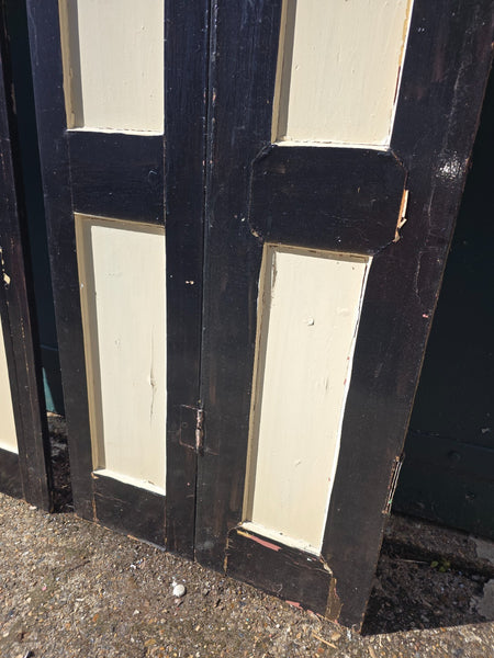 Vintage French Wooden Pine Bi Folding Window Door Shutters Screen Room Divider