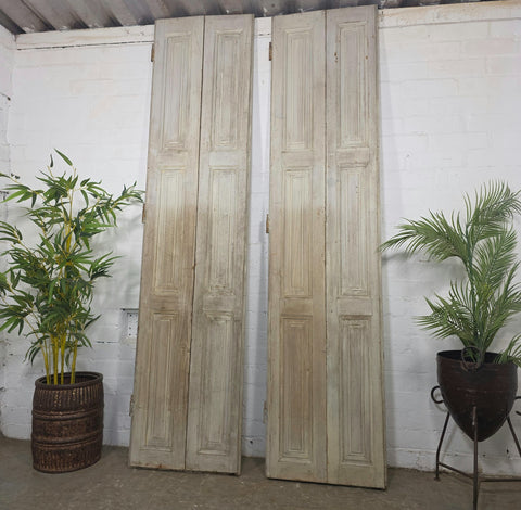 Vintage French Wooden Pine Bi Folding Window Door Shutters Screen Room Divider