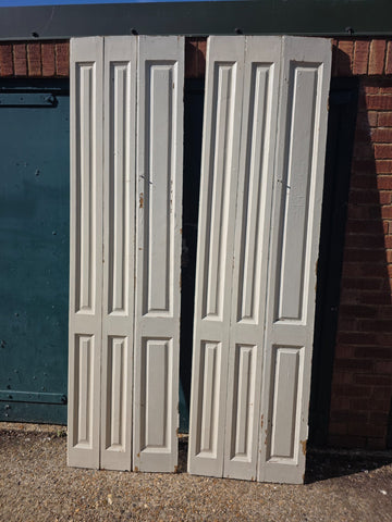 Vintage French Wooden Pine Bi Folding Window Door Shutters Screen Room Divider