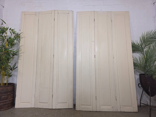Vintage French Wooden Pine Bi Folding Window Door Shutters Screen Room Divider