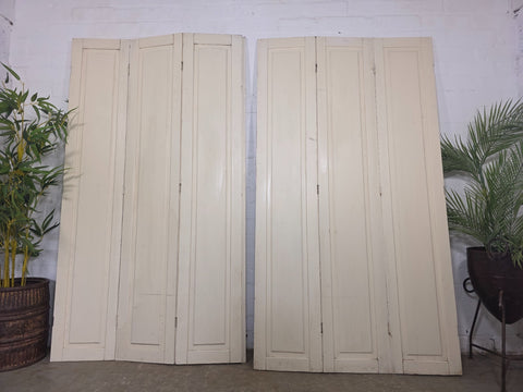 Vintage French Wooden Pine Bi Folding Window Door Shutters Screen Room Divider