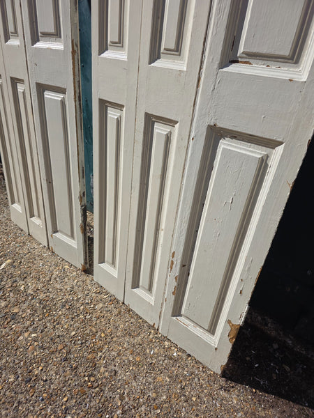 Vintage French Wooden Pine Bi Folding Window Door Shutters Screen Room Divider