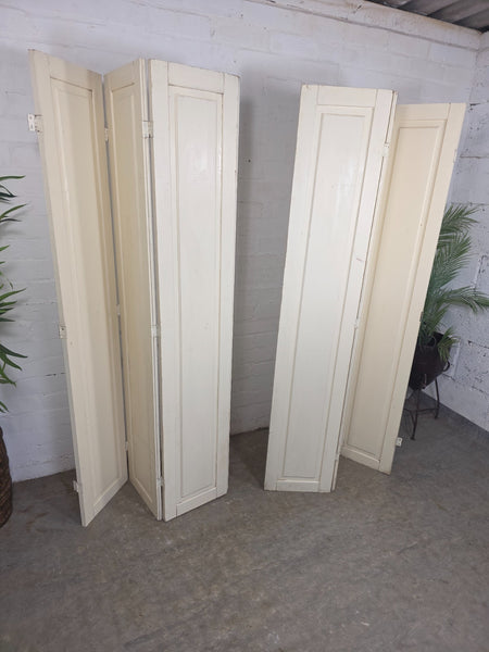 Vintage French Wooden Pine Bi Folding Window Door Shutters Screen Room Divider