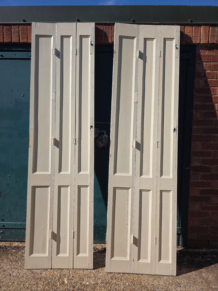 Vintage French Wooden Pine Bi Folding Window Door Shutters Screen Room Divider