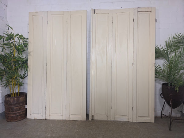 Vintage French Wooden Pine Bi Folding Window Door Shutters Screen Room Divider