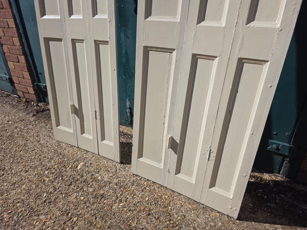 Vintage French Wooden Pine Bi Folding Window Door Shutters Screen Room Divider