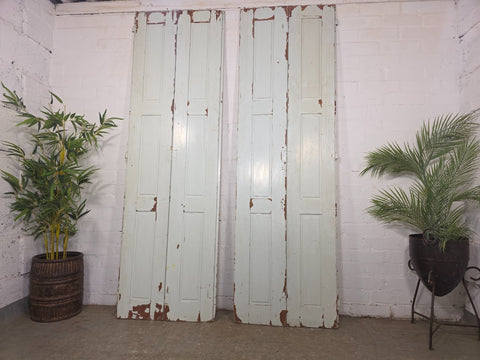 Vintage French Wooden Pine Bi Folding Window Door Shutters Screen Room Divider