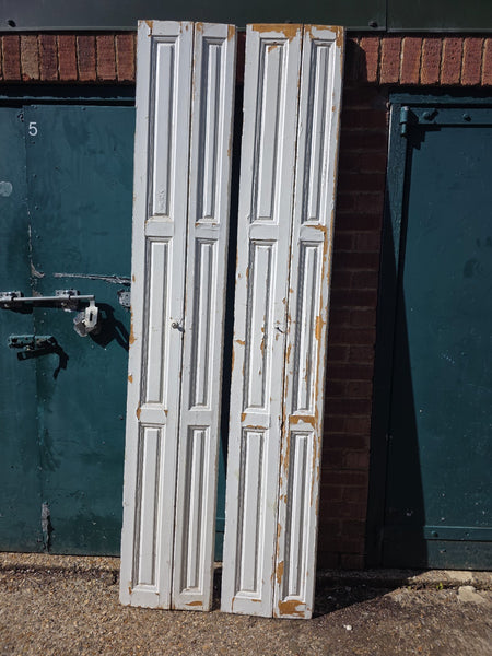 Vintage French Wooden Pine Bi Folding Window Door Shutters Screen Room Divider