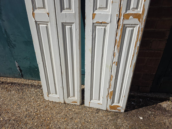 Vintage French Wooden Pine Bi Folding Window Door Shutters Screen Room Divider