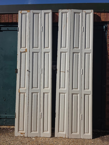 Vintage French Wooden Pine Bi Folding Window Door Shutters Screen Room Divider