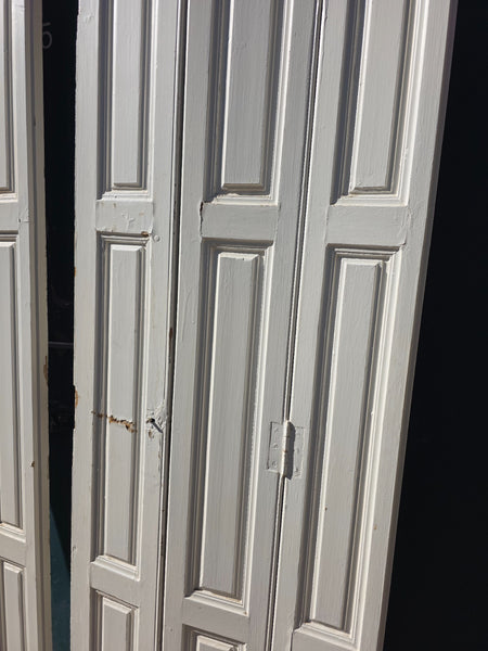 Vintage French Wooden Pine Bi Folding Window Door Shutters Screen Room Divider