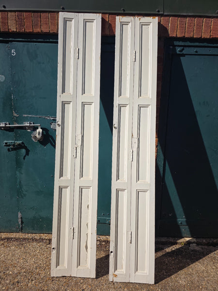 Vintage French Wooden Pine Bi Folding Window Door Shutters Screen Room Divider