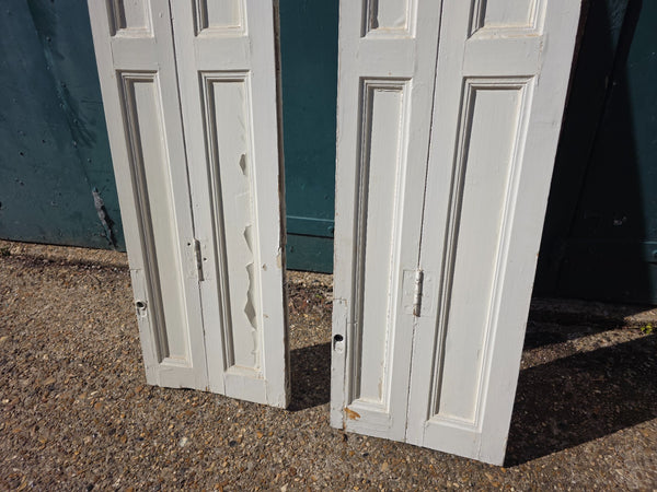 Vintage French Wooden Pine Bi Folding Window Door Shutters Screen Room Divider