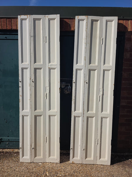 Vintage French Wooden Pine Bi Folding Window Door Shutters Screen Room Divider
