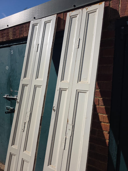Vintage French Wooden Pine Bi Folding Window Door Shutters Screen Room Divider