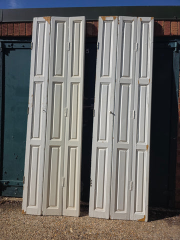 Vintage French Wooden Pine Bi Folding Window Door Shutters Screen Room Divider