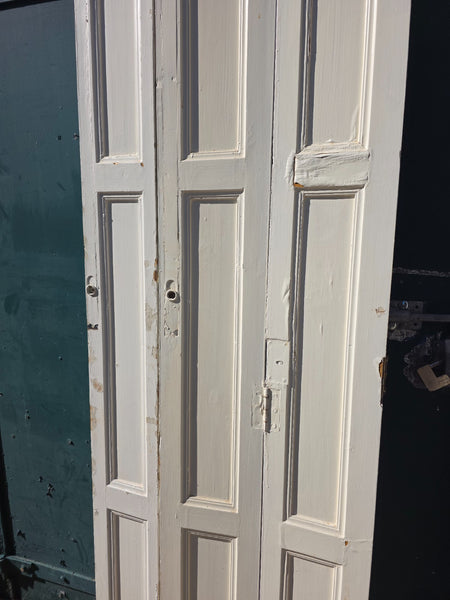 Vintage French Wooden Pine Bi Folding Window Door Shutters Screen Room Divider