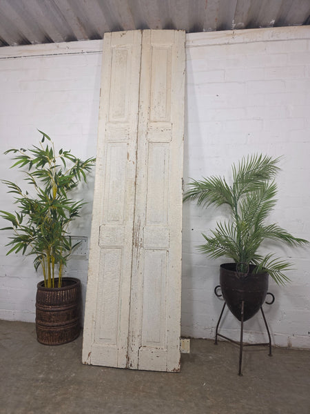 Vintage French Wooden Pine Bi Folding Window Door Shutters Screen Room Divider