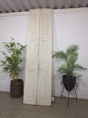 Vintage French Wooden Pine Bi Folding Window Door Shutters Screen Room Divider