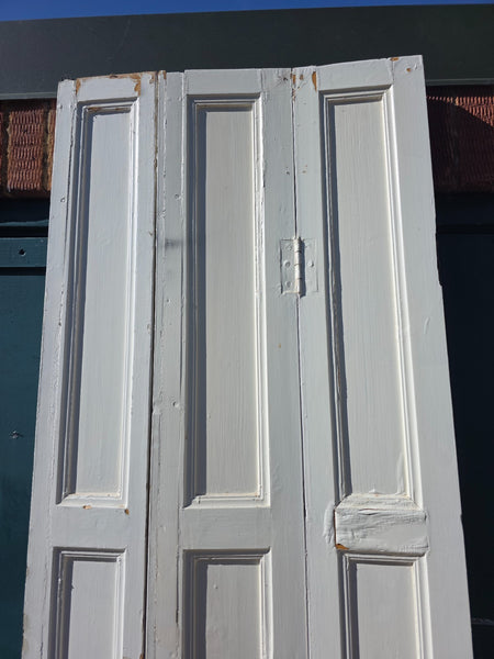 Vintage French Wooden Pine Bi Folding Window Door Shutters Screen Room Divider